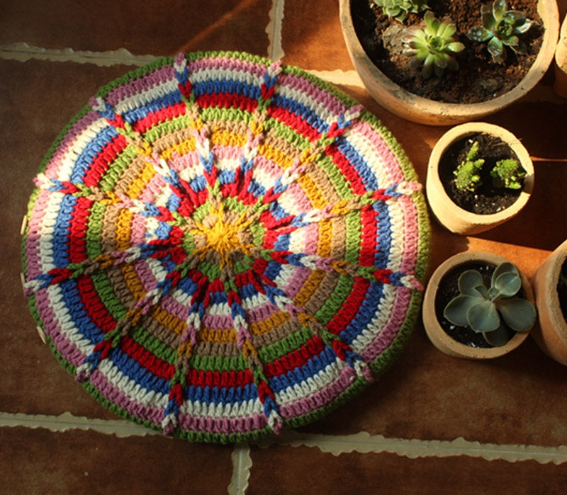 Crochet upholstery for hand crocheted rustic dining chairs