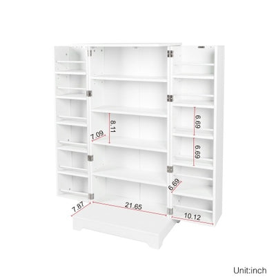 Kitchen Storage Cabinet With Adjustable Shelves, Racks And Doors, Freestanding Kitchen Hutch Cupboard, Buffet Sideboard For Living Room Or Dining Room, White