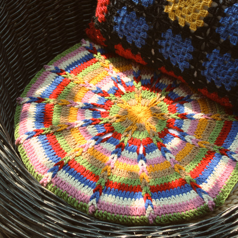 Crochet upholstery for hand crocheted rustic dining chairs