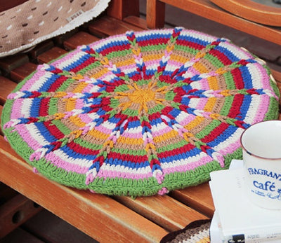 Crochet upholstery for hand crocheted rustic dining chairs
