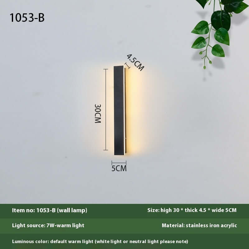 Minimalist Strip Outdoor Waterproof Decorative LED Wall Lamp