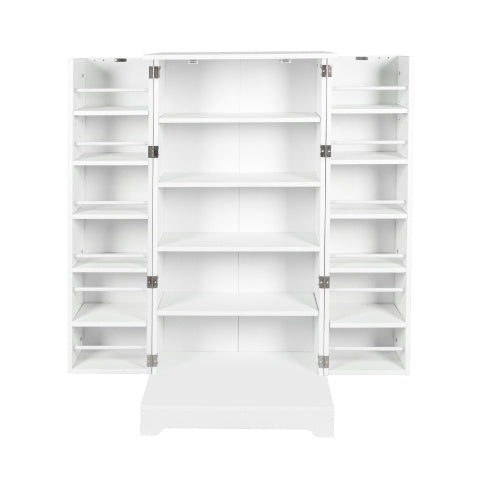 Kitchen Storage Cabinet With Adjustable Shelves, Racks And Doors, Freestanding Kitchen Hutch Cupboard, Buffet Sideboard For Living Room Or Dining Room, White