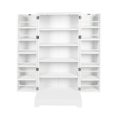 Kitchen Storage Cabinet With Adjustable Shelves, Racks And Doors, Freestanding Kitchen Hutch Cupboard, Buffet Sideboard For Living Room Or Dining Room, White